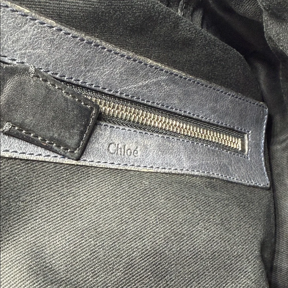 Chloe vintage distressed olive green & black Leather Crossbody Bag